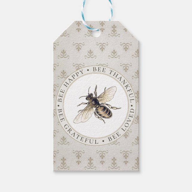 Lilie Elegant Honey Bee Grateful Gift Tag Geschenkanhänger (Vorderseite)