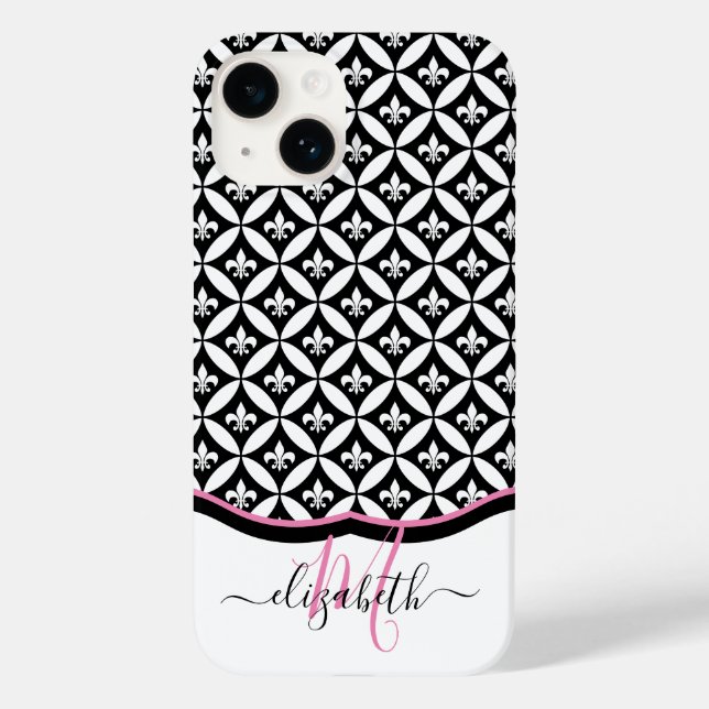 Lilie Eternity Pattern Monogram - Black Case-Mate iPhone Hülle (Rückseite)