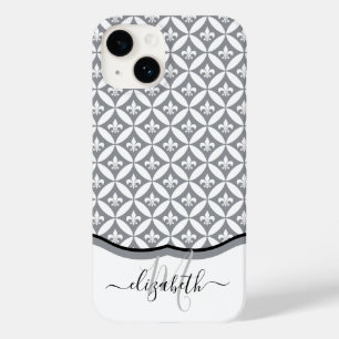 Lilie Eternity Pattern Monogram - Grau Case-Mate iPhone 14 Hülle