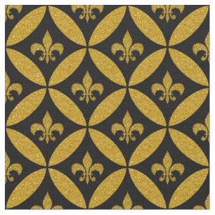 Lilie Eternment Pattern Imitate Gold Schwarz Stoff