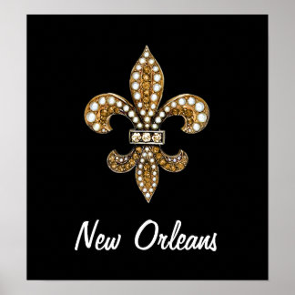 Lilie Flor New Orleans Poster Gold Black