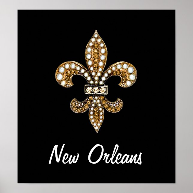 Lilie Flor New Orleans Poster Gold Black (Vorne)