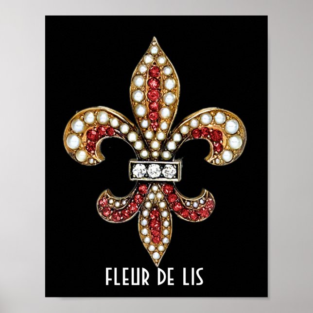 Lilie Flor Symbol Brown New Orleans Poster (Vorne)