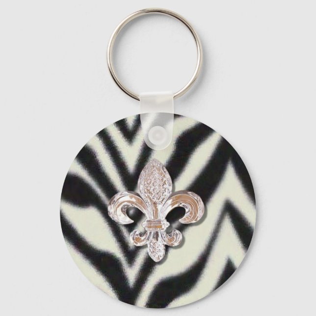 Lilie Flor Zebra Print Schlüsselanhänger (Vorderseite)