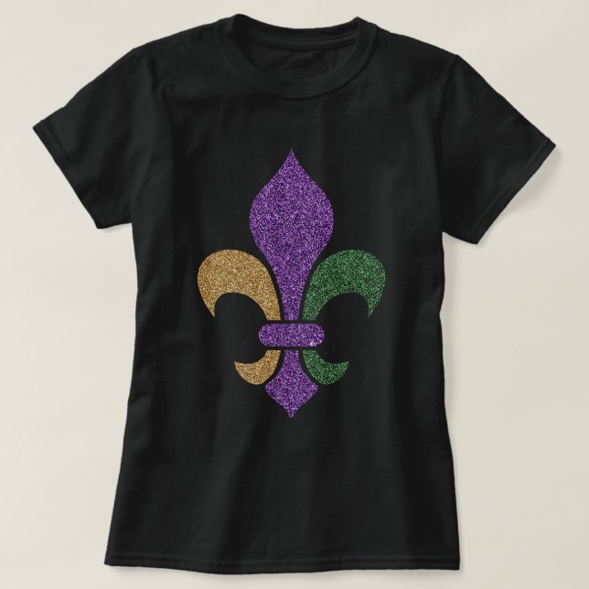 Lilie Glitzer Effect Mardi Gras 2018 T-Shirt (Design vorne)