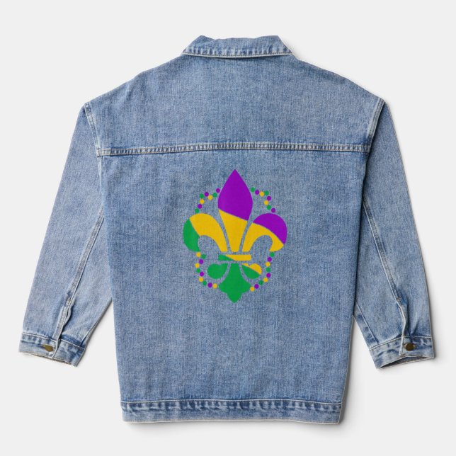 Lilie Glitzer Effekt Mardi Gras 2 Jeansjacke (Rückseite)