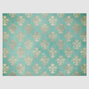 Lilie Gold und aquamarine grüne Vintage Patina Seidenpapier