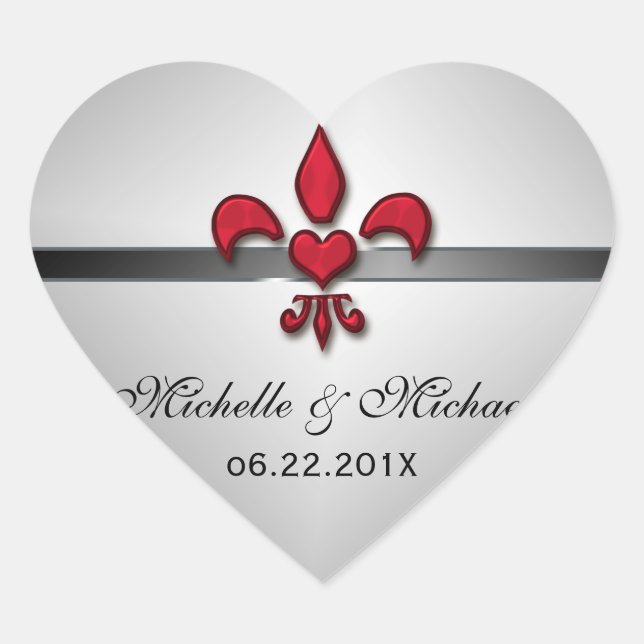 Lilie Heart Wedding Herz-Aufkleber (Vorderseite)