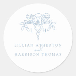 Lilie Hochzeit danke Ihnen, weiß blau Gefallen Runder Aufkleber