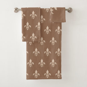 Lilie in der hellen Beige auf Taupe TAN Badhandtuch Set
