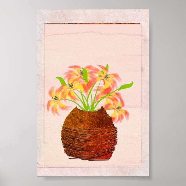 Lilie in Vase Poster (Vorne)