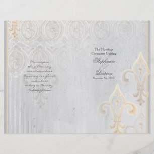 Lilie Lace Damask 2 Gray Wedding Program