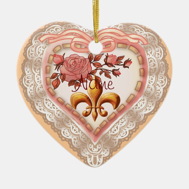 Lilie Lacy Heart Zollschmuck Keramikornament (Vorne)