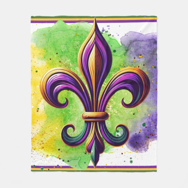 Lilie Mardi Gras Fleecedecke (Vorderseite)
