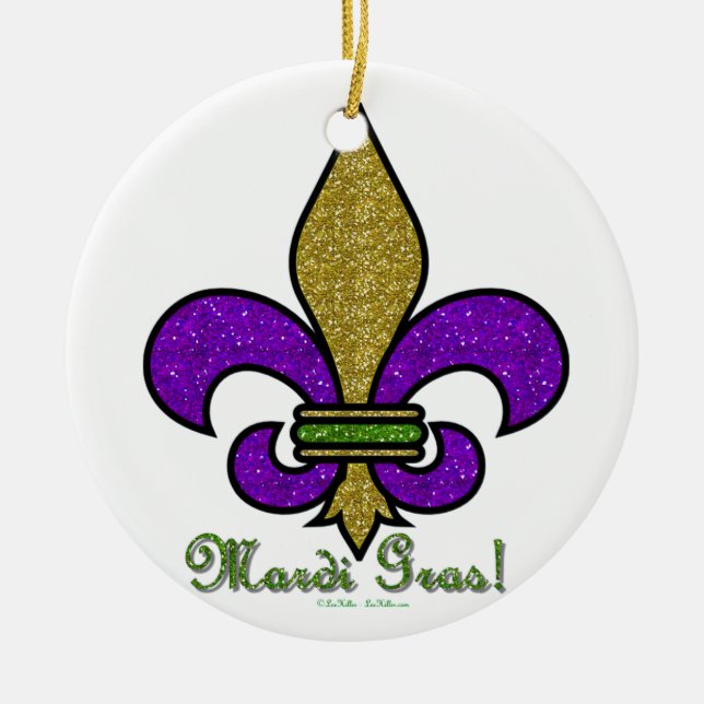 Lilie Mardi Gras Keramikornament (Vorne)