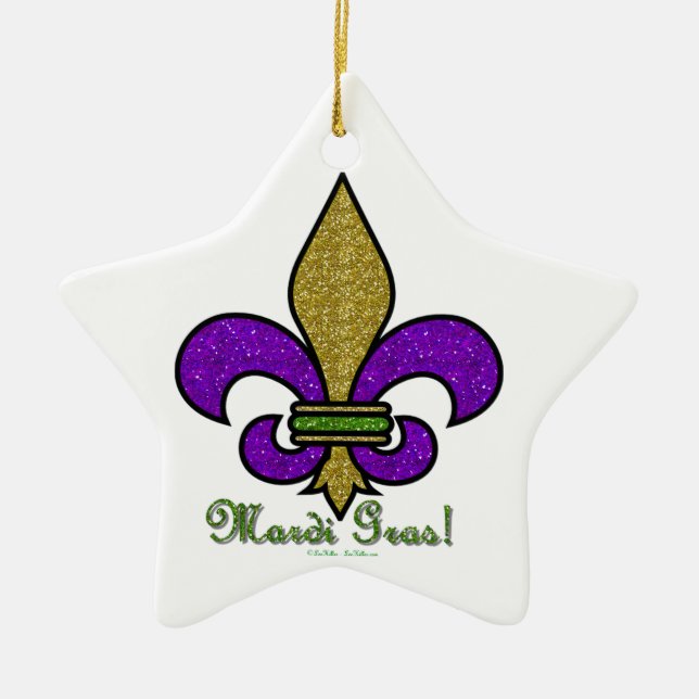 Lilie Mardi Gras Keramikornament (Vorne)