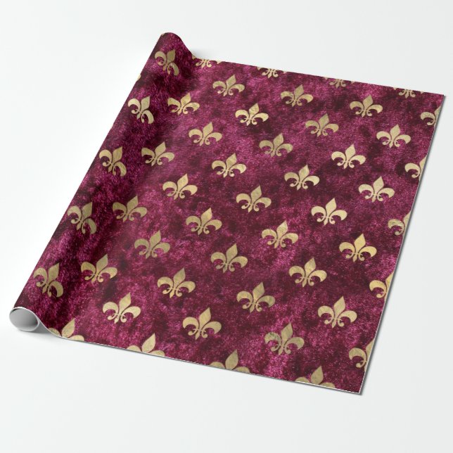 Lilie Mardi Gras Orleans Muster Geschenkpapier (Ungerollt)