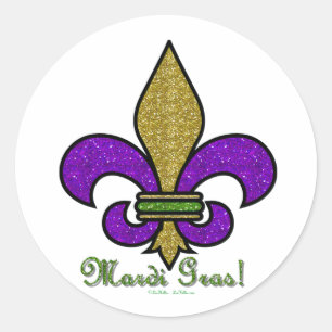 Lilie Mardi Gras Runder Aufkleber