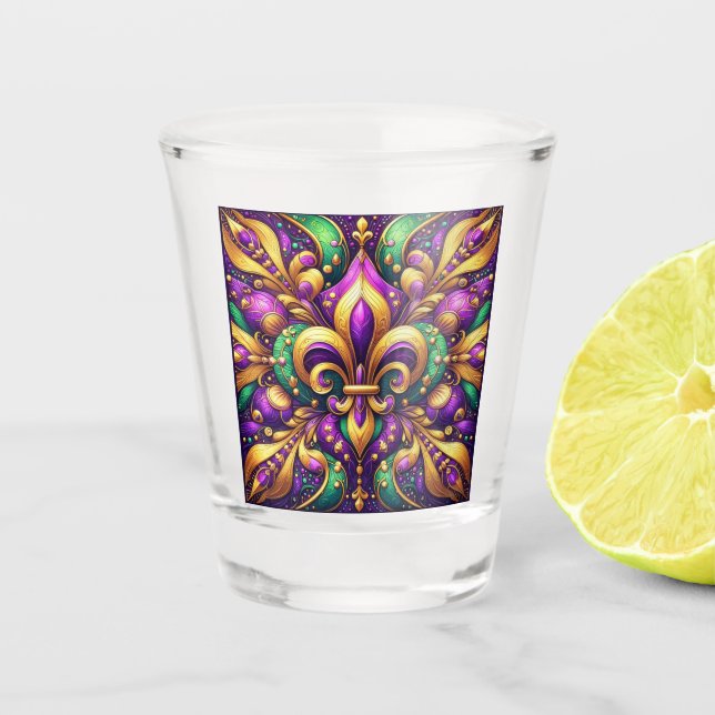 Lilie Mardi gras Schnapsglas (Vorderseite)