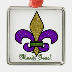 Lilie Mardi Gras Silbernes Ornament