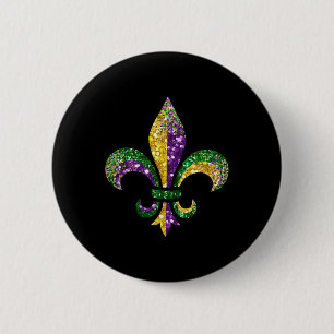 Lilie Mardi Gras Symbol Louisiana New Orlea Button