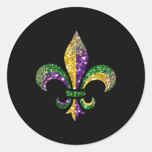 Lilie Mardi Gras Symbol Louisiana New Orlea Runder Aufkleber
