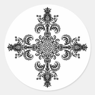 Lilie Meditation 4 Kurven Runder Aufkleber