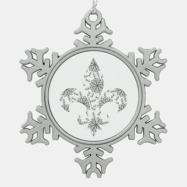 Lilie mit Schneeflocken Zinn-Ornament (Vorderseite)