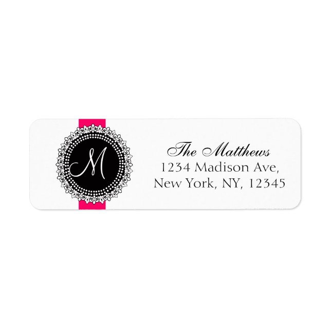 Lilie Monogram Labels Rosa Schwarz-weiß (Vorne)