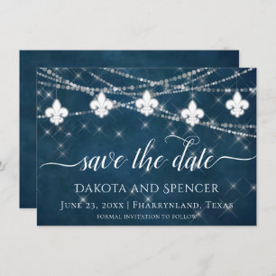 Lilie Navy Blue Lights   Rustikale Hochzeit Save The Date