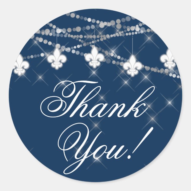 Lilie Navy Blue Lights | Rustikaler Dank Runder Aufkleber (Vorderseite)