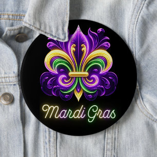 Lilie Neon Mardi Gras Button
