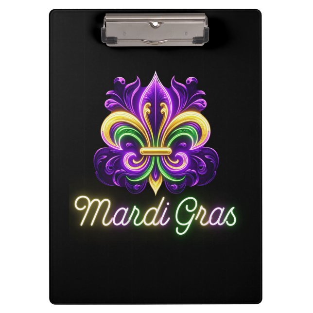 Lilie Neon Mardi Gras Klemmbrett (Vorderseite)