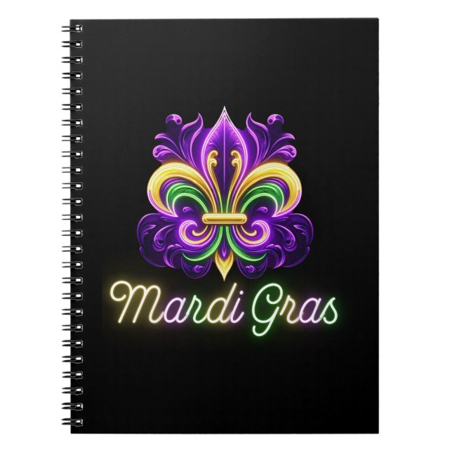 Lilie Neon Mardi Gras Notizblock (Vorderseite)