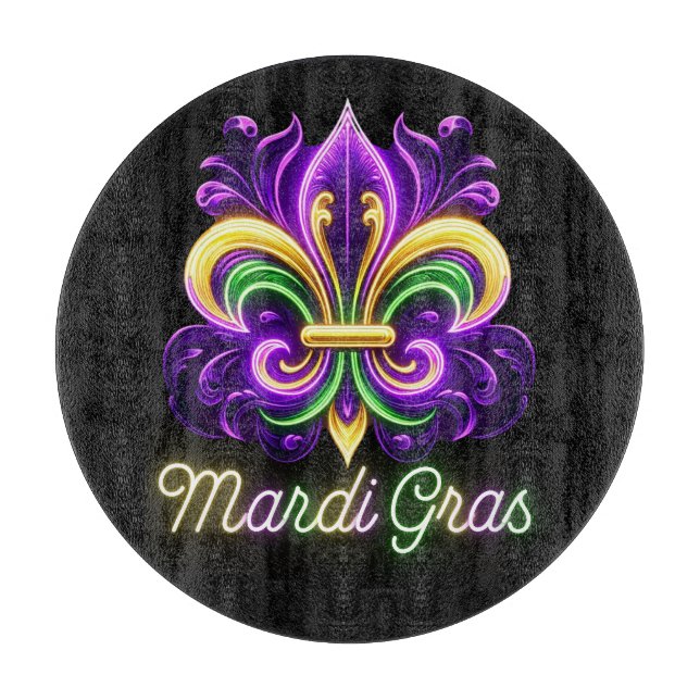Lilie Neon Mardi Gras Schneidebrett (Vorderseite)