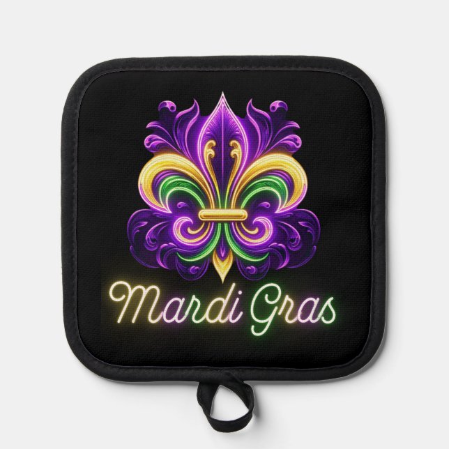 Lilie Neon Mardi Gras Topflappen (Vorderseite)