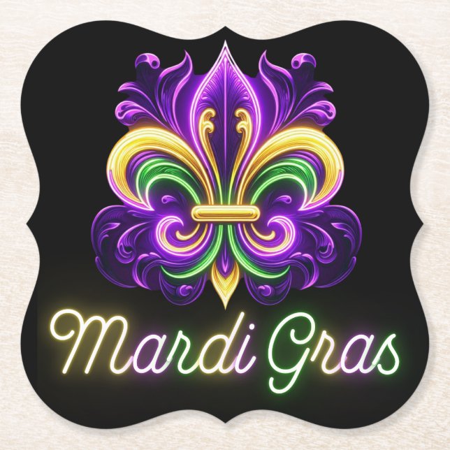 Lilie Neon Mardi Gras Untersetzer (Vorderseite)