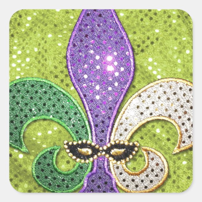 Lilie New Orleans Jewel Sparkle Quadratischer Aufkleber (Vorderseite)