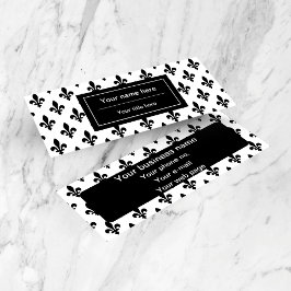 Lilie Pattern, Französisch, Royal, Black Mini Visitenkarte