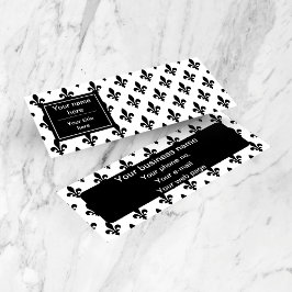 Lilie Pattern, Französisch, Royal, Black Mini Visitenkarte