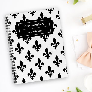Lilie Pattern, Französisch, Royal, Black Notizbuch