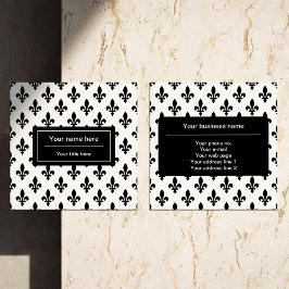 Lilie Pattern, Französisch, Royal, Black Quadratische Visitenkarte