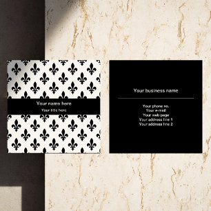 Lilie Pattern, Französisch, Royal, Black Quadratische Visitenkarte