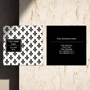 Lilie Pattern, Französisch, Royal, Black Quadratische Visitenkarte