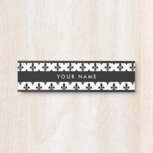 Lilie Pattern, Französisch, Royal, Black Türschild