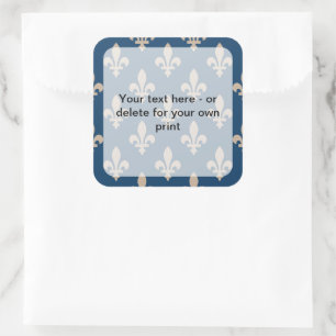 Lilie Pattern, Französisch, Royal, Cream, Blau Quadratischer Aufkleber