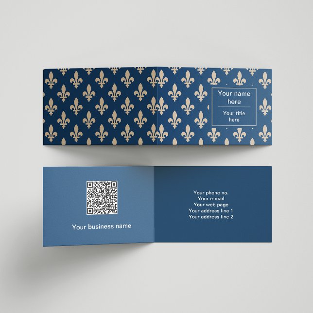 Lilie Pattern, Französisch, Royal, Cream, Blau Visitenkarten (Von Creator hochgeladen)