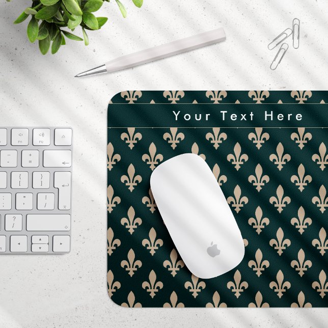 Lilie Pattern, Französisch, Royal, Cream, Green Mousepad (Von Creator hochgeladen)