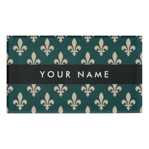Lilie Pattern, Französisch, Royal, Cream, Green Namenschild