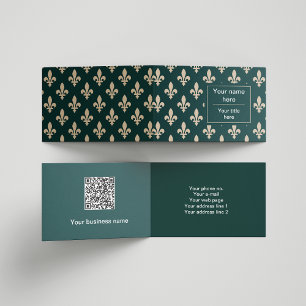 Lilie Pattern, Französisch, Royal, Cream, Green Visitenkarten